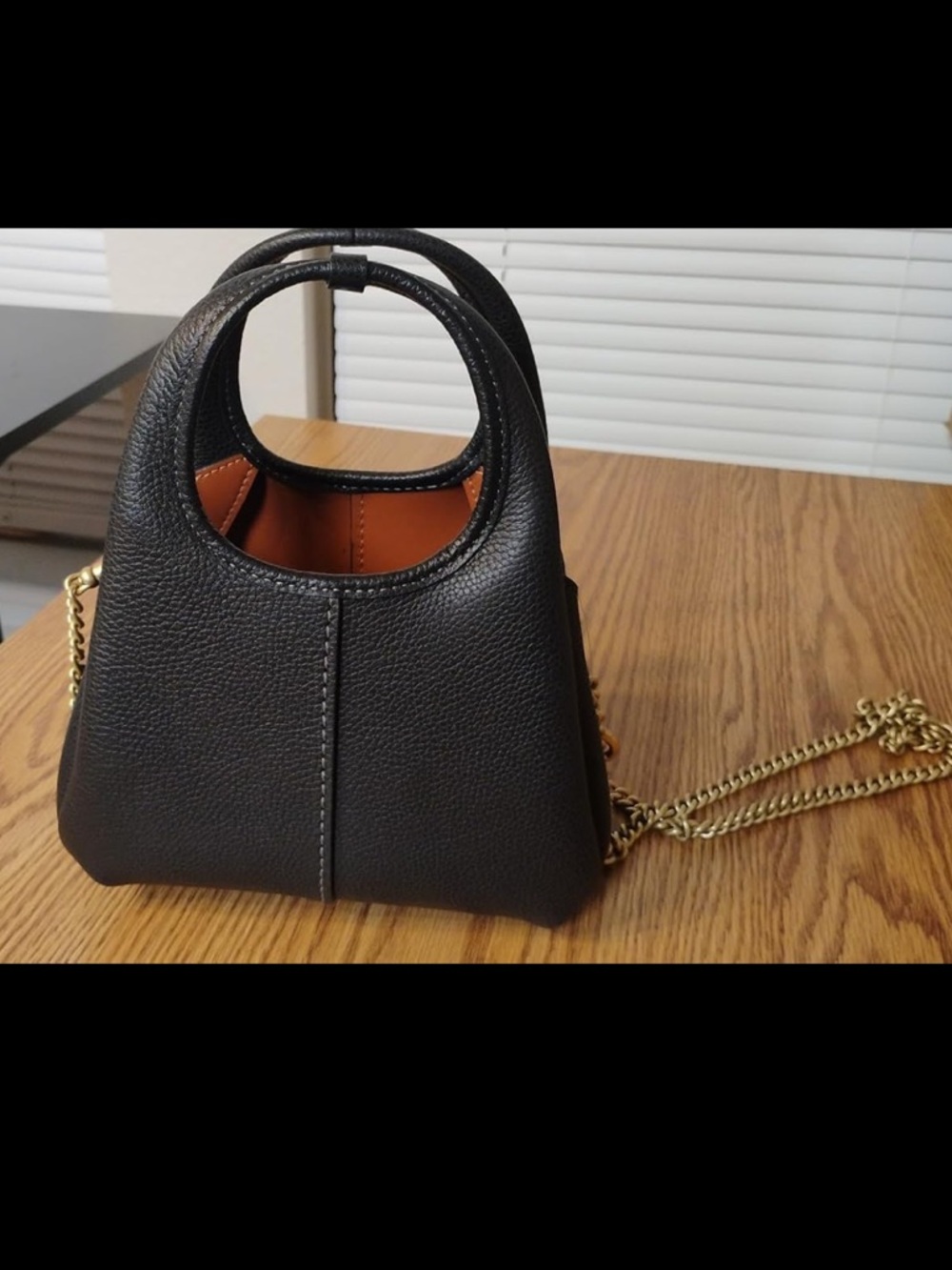 New Coach Black Pebbled Leather Lana 19 Mini Handbag with Gold Accent - Picture 11 of 11